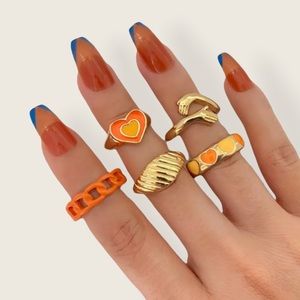 Orange Pinterest Ring Set